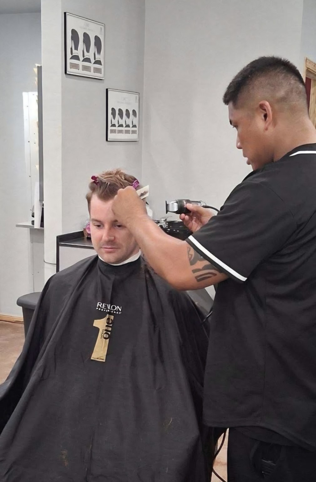 Clipper haircut in progress